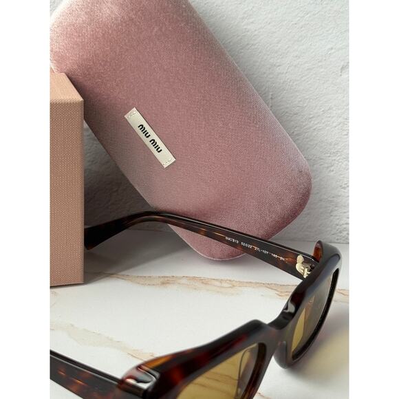 NEW Miu Miu MU B13S Brown Yellow Rectangular Sunglasses main image 6